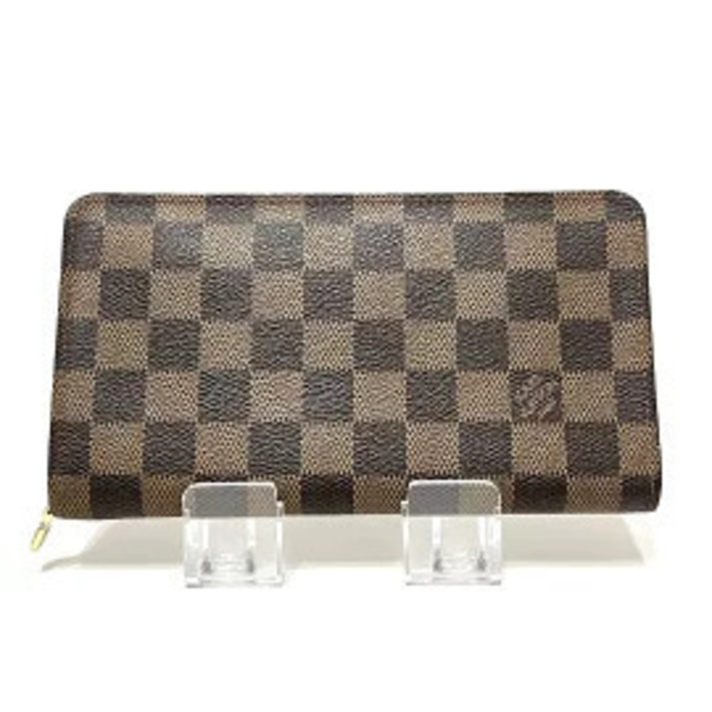 LOUIS VUITTON Portemonnaie Zip Long Wallet Ebene Brown Damier Canvas